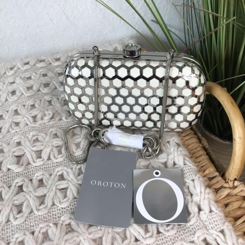 Oroton Round Metallic Clutch